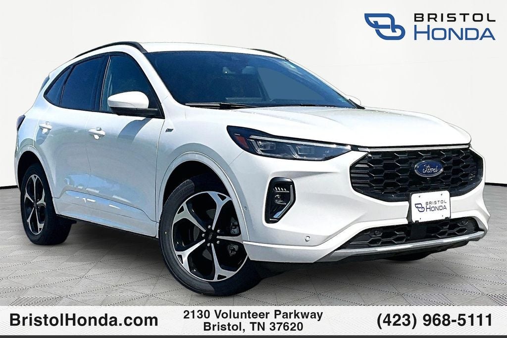 2023 Ford Escape ST-Line Elite in White Metallic — front three-quarter view