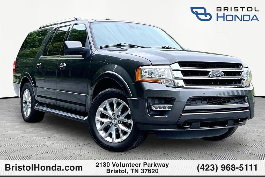 2017 Ford Expedition EL Limited in Magnetic Gray — front three-quarter view