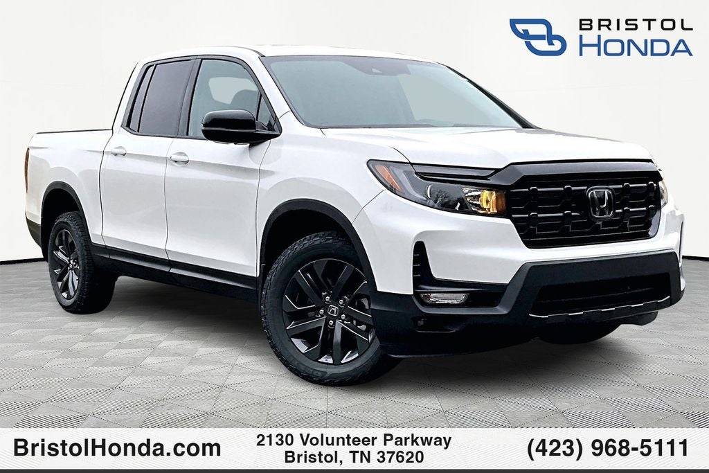 2026 Honda Ridgeline Sport in Platinum White Pearl — front three-quarter view
