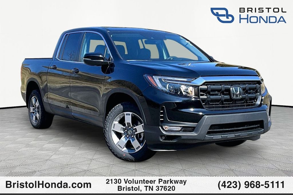 2026 Honda Ridgeline RTL in Crystal Black Pearl — front three-quarter view