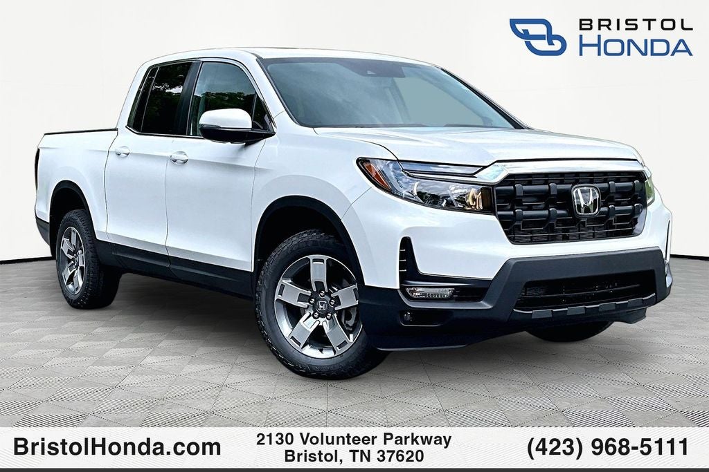 2026 Honda Ridgeline RTL in Platinum White Pearl — front three-quarter view