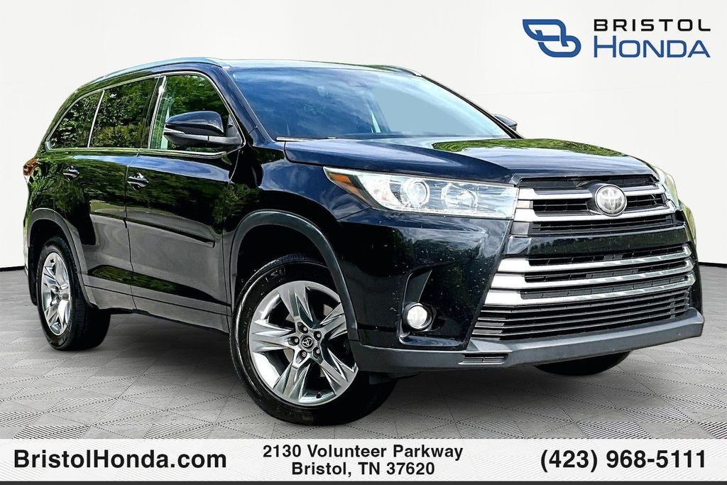 2017 Toyota Highlander Limited in Midnight Black Metallic — front three-quarter view
