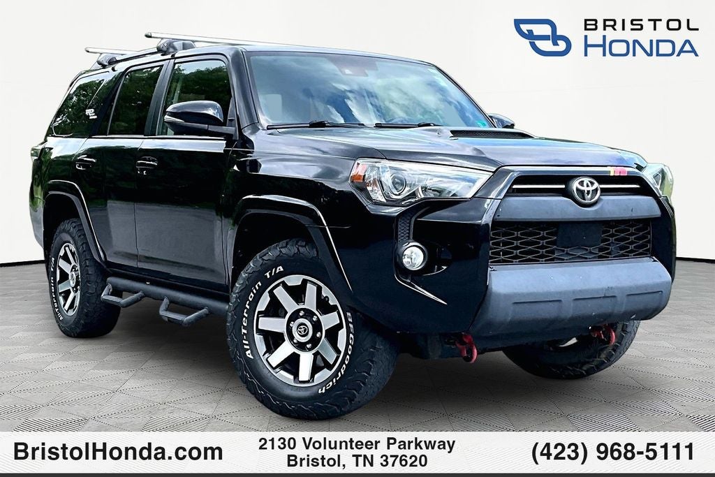 2020 Toyota 4Runner TRD Off-Road Premium in Midnight Black Metallic — front three-quarter view